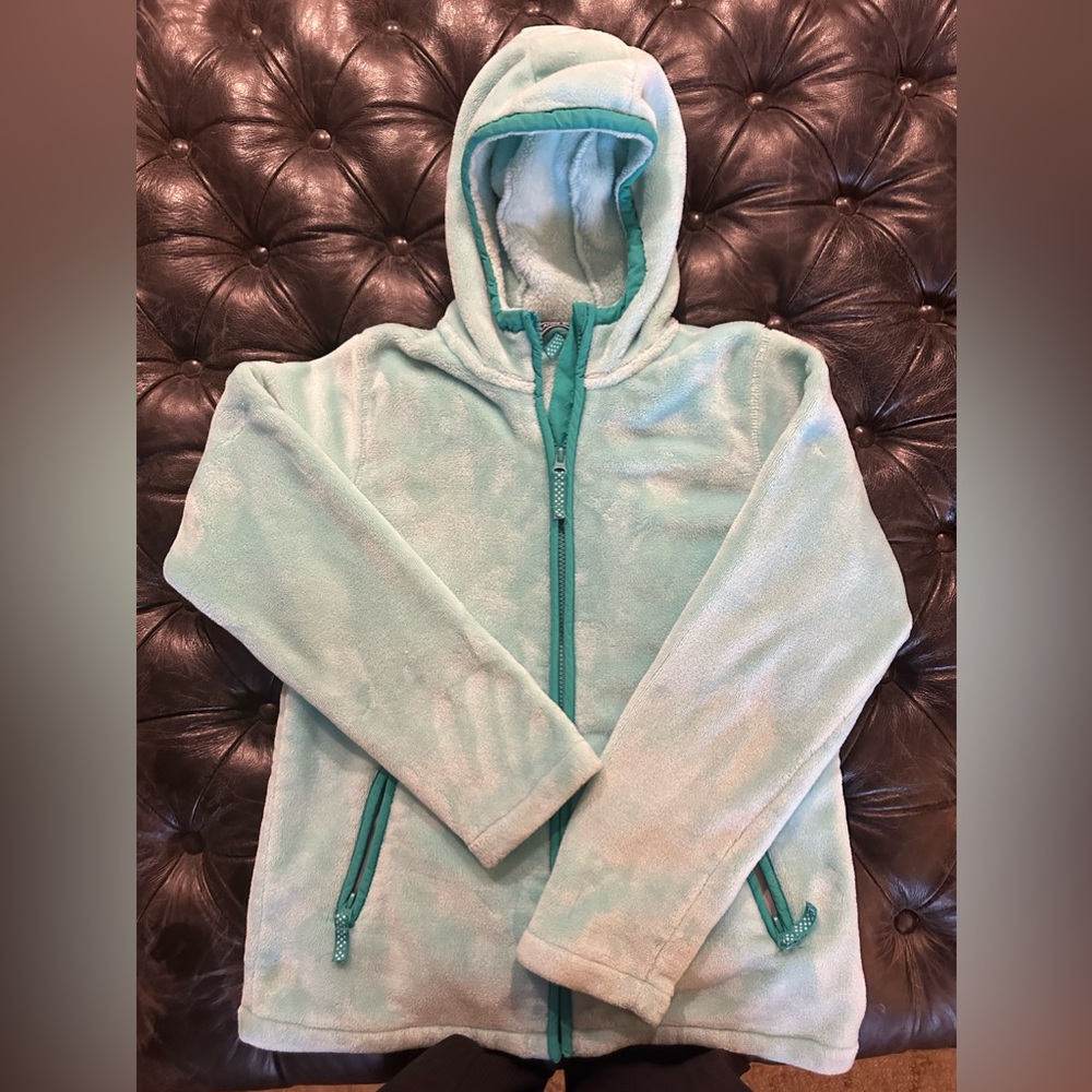 Girls Lands End hooded fleece with zipper- size M